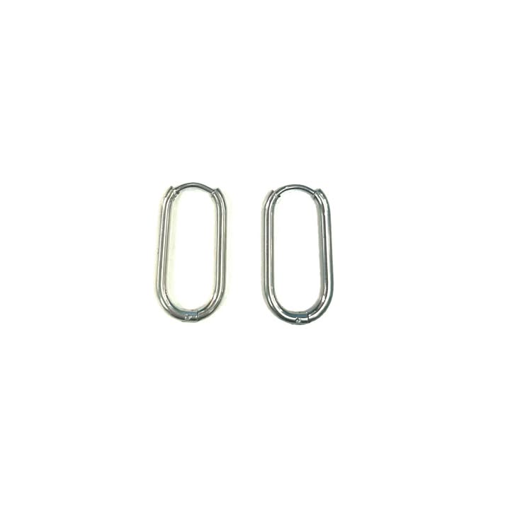Boucles d'oreilles - Anneaux rectangles arrondies - Rouge Inox