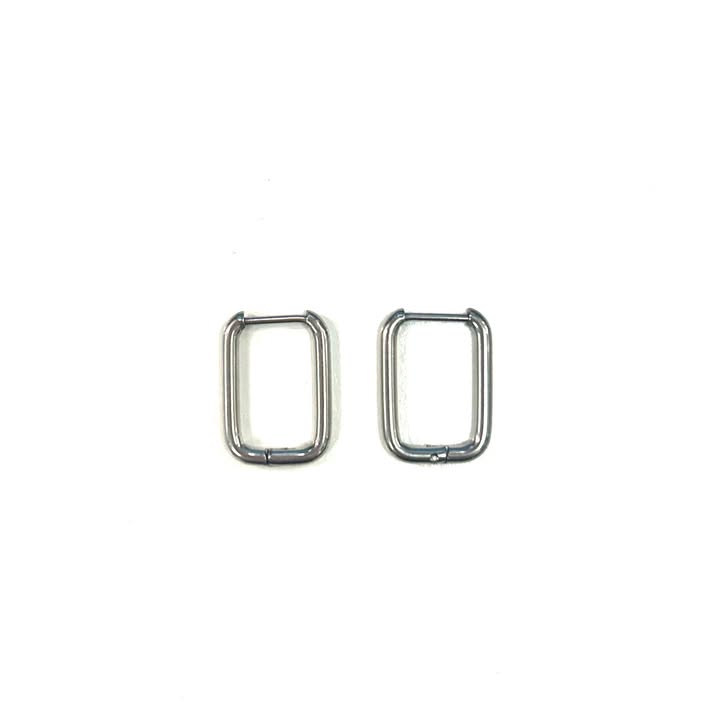 Boucles d'oreilles - Rectangle arrondie 3 - Rouge Inox