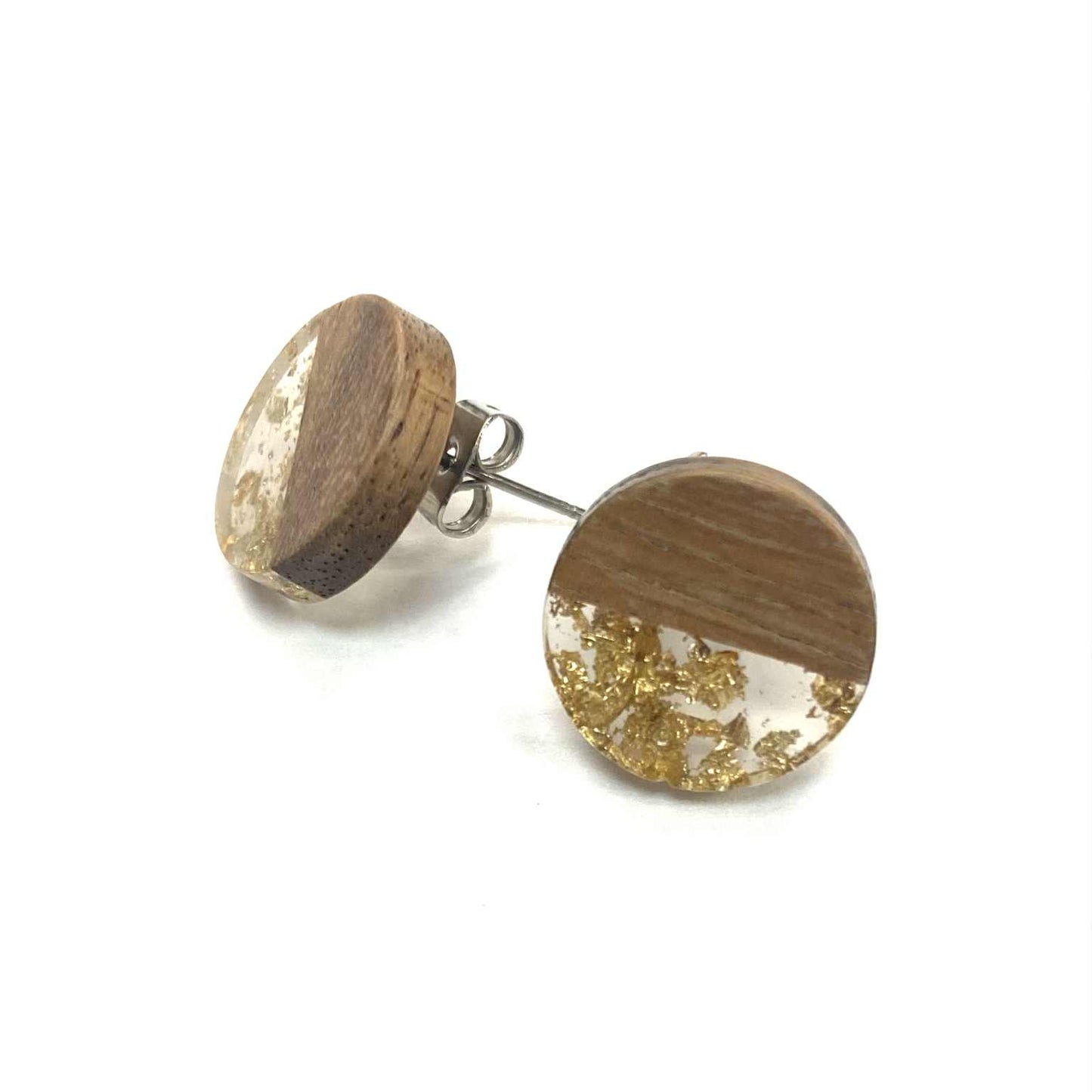 Boucles d'oreilles - Cercle de bois paillettes - Rouge Inox
