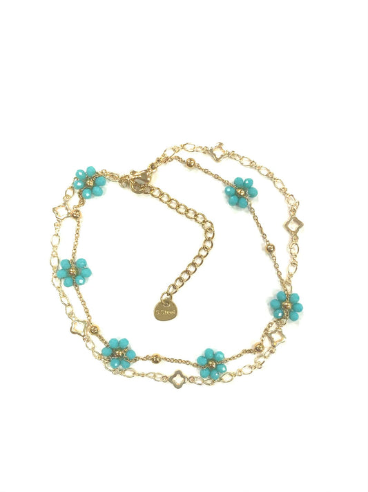 Chevillette Double - Fleur - Aqua - Création Fish