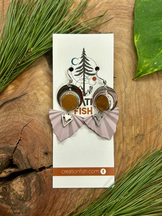 Boucles d'oreilles- Éventail rose -Création Fish