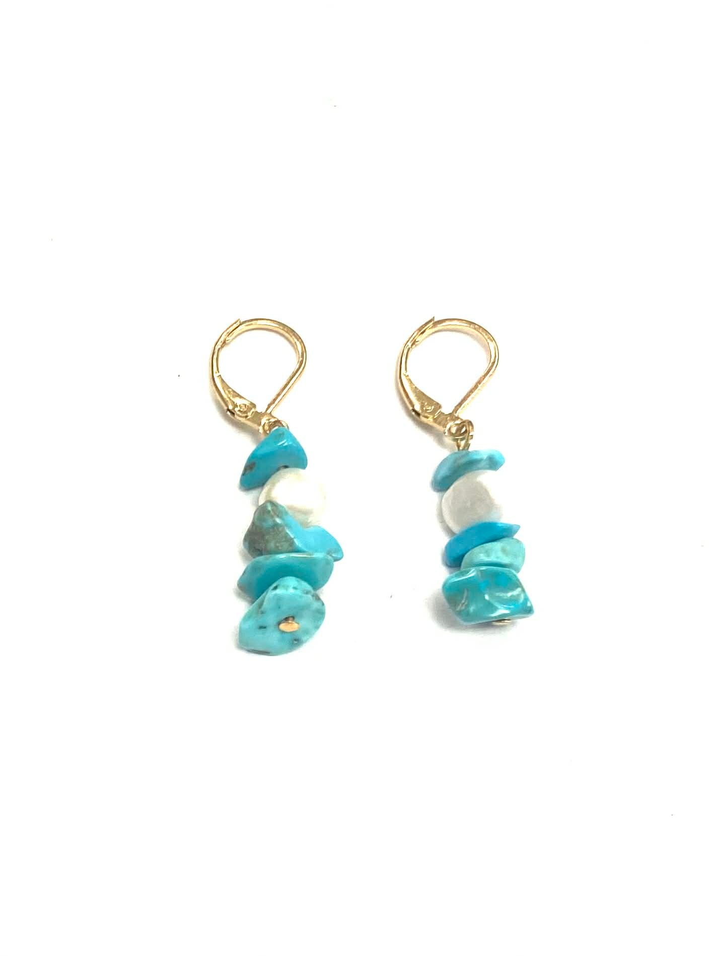 Boucles d'oreilles pierres - Turquoise - (2 Variantes) - Rouge Bijoux