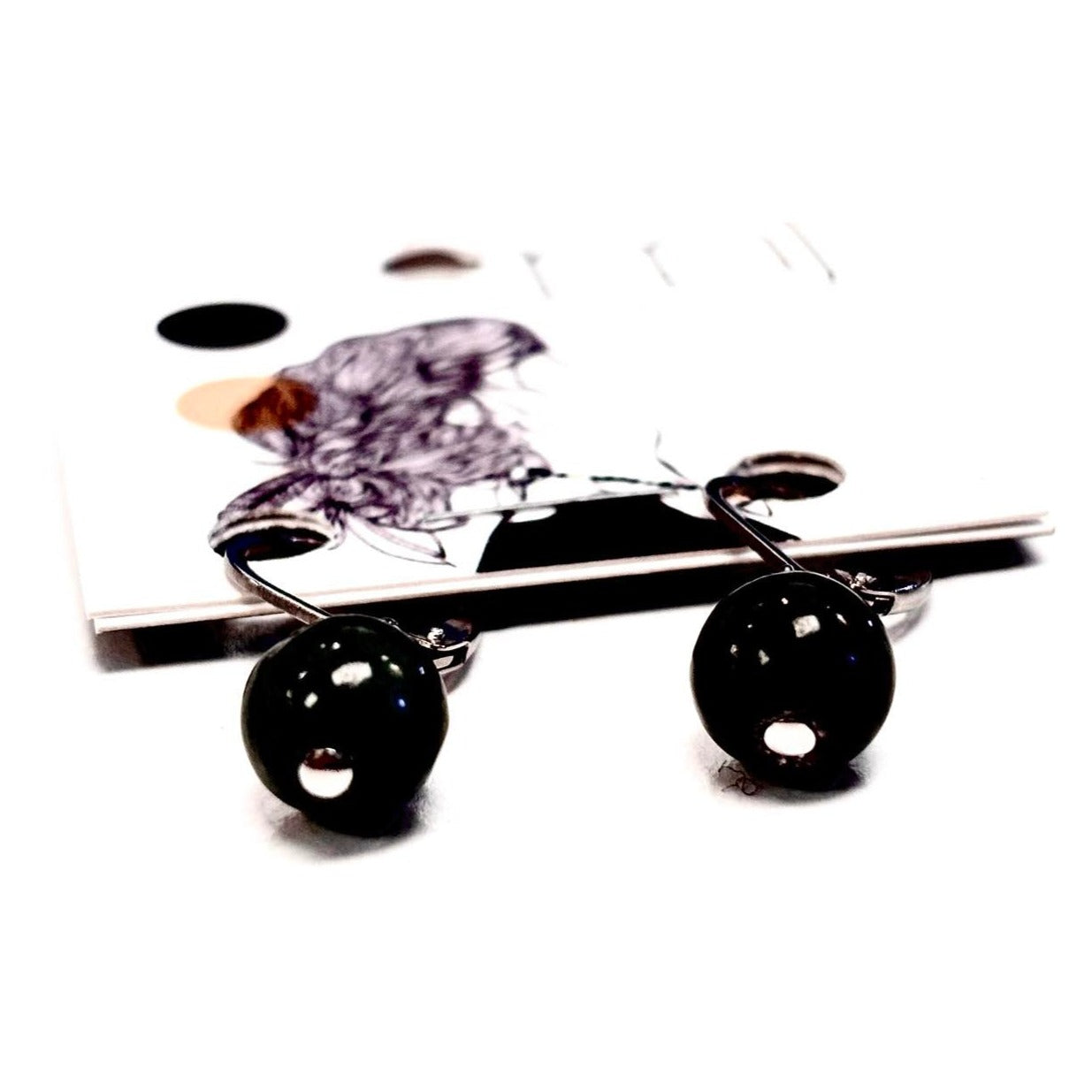 Boucles d'oreilles - Bille en obsidienne - Noir - MJ Bijoux