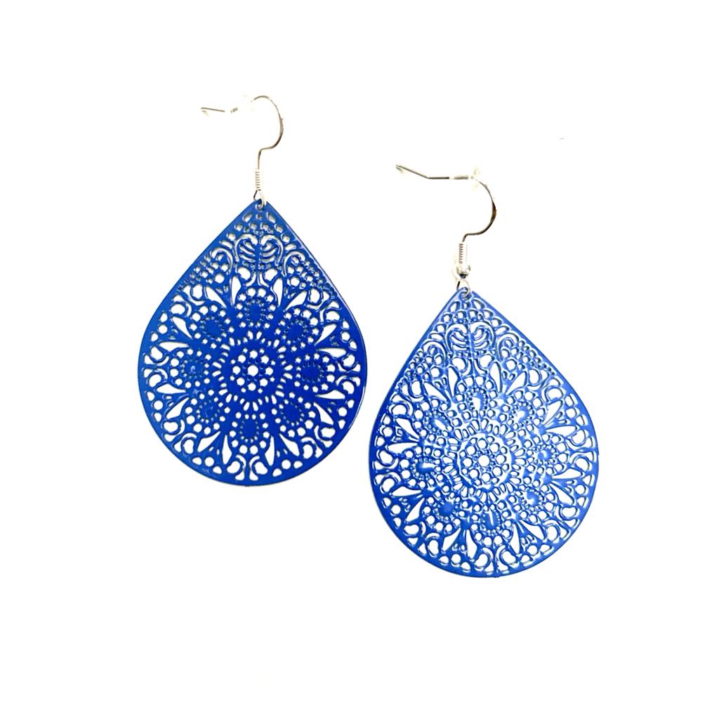 Boucles d'oreilles- Fili bleu-Création Fish