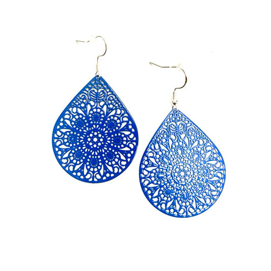 Boucles d'oreilles- Fili bleu-Création Fish