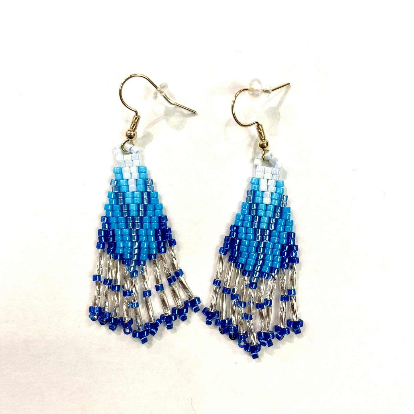 Boucles d'oreilles - Perlage - Petite- Franges dégradées - 3 couleurs offertes - Rouge Inox