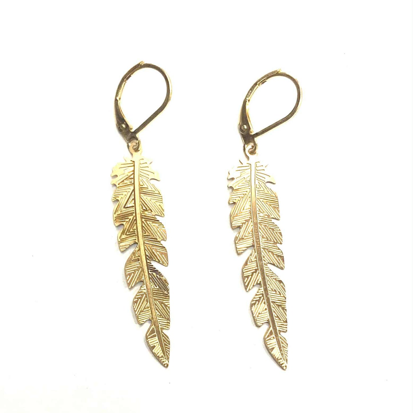 Boucles d’oreilles - Plume petite or - Rouge Inox