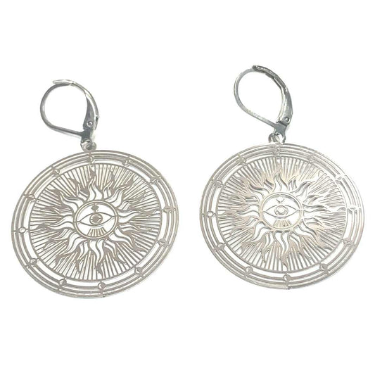 Boucles d'oreilles - Soleil observateur - Rouge Inox