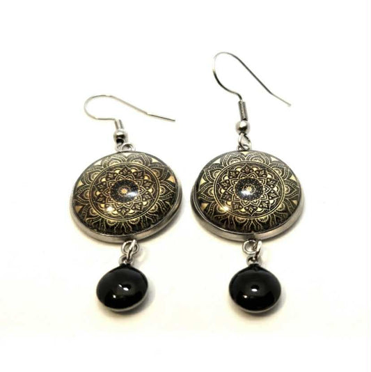 boucle d'oreille ronde mandala - création fish