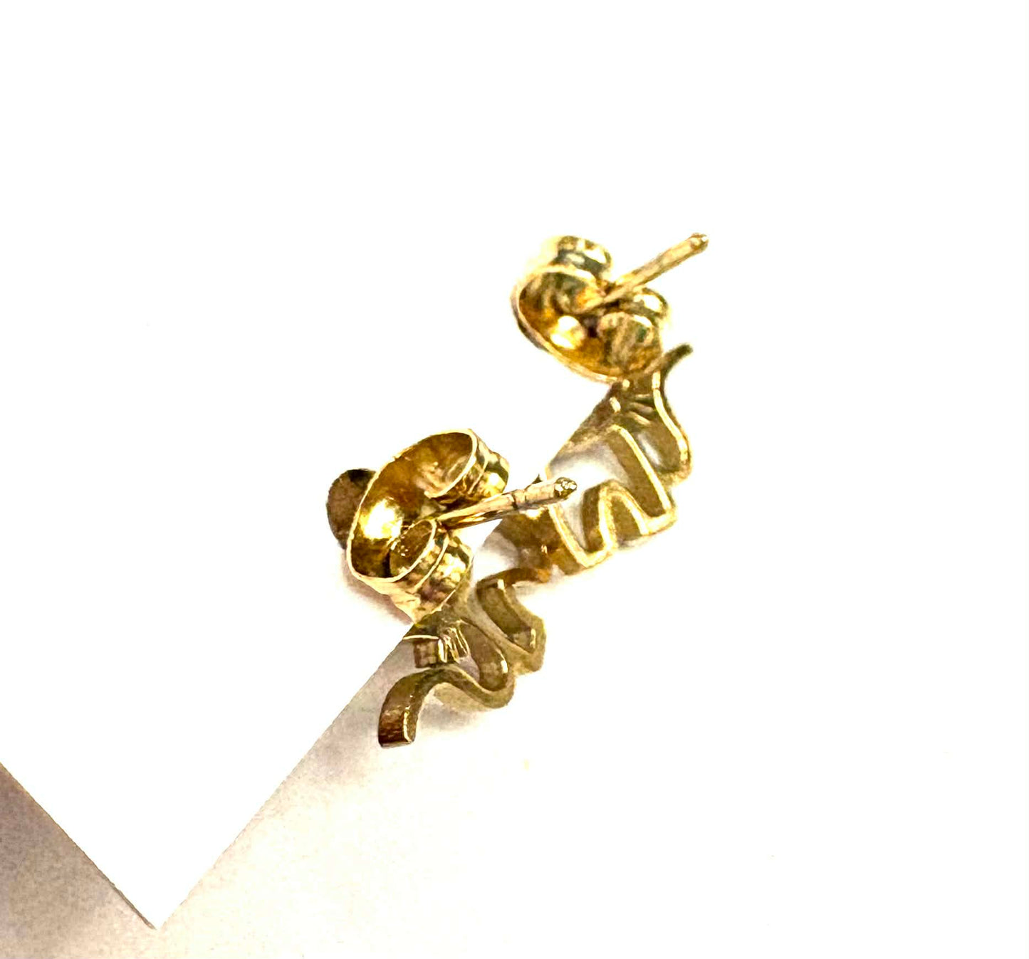 Gold cat earrings - stainless steel red