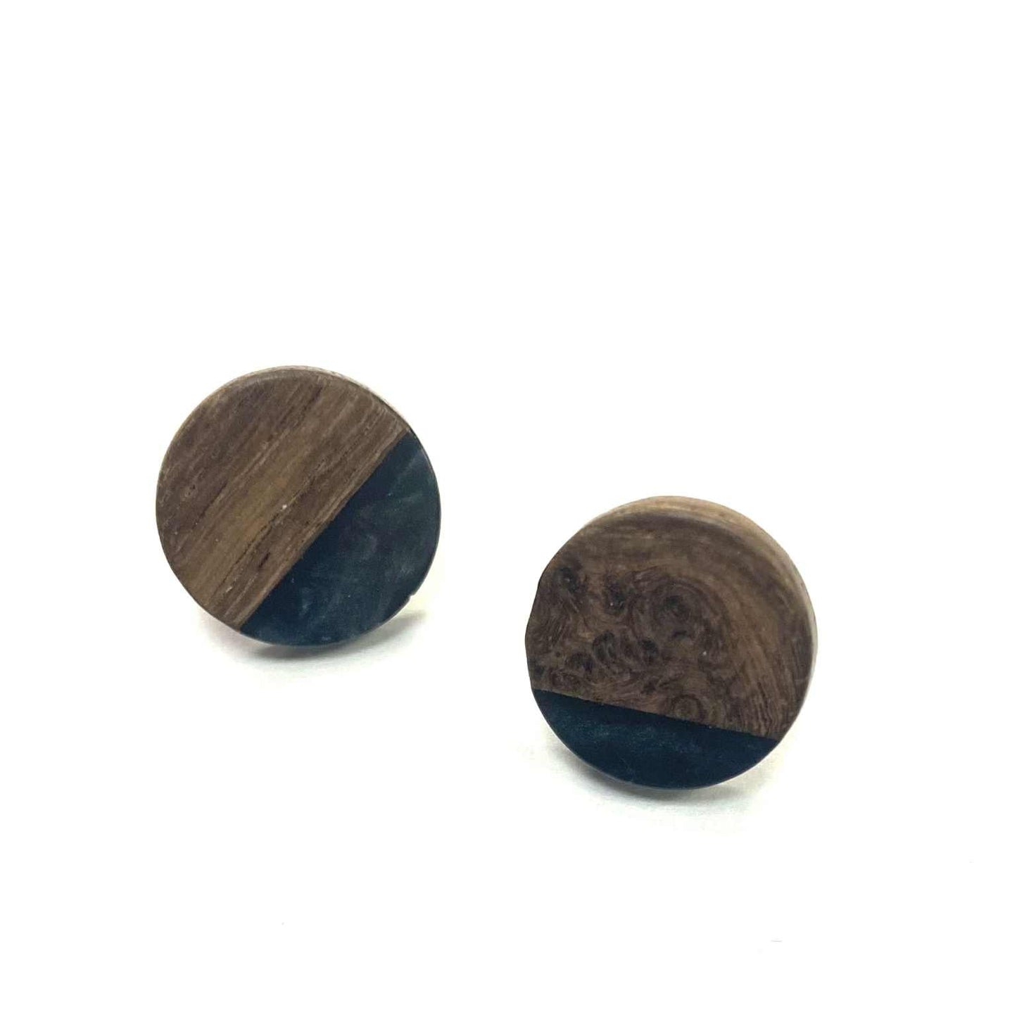 Boucles d'oreilles - Cercle de bois demi-noir - Rouge Inox