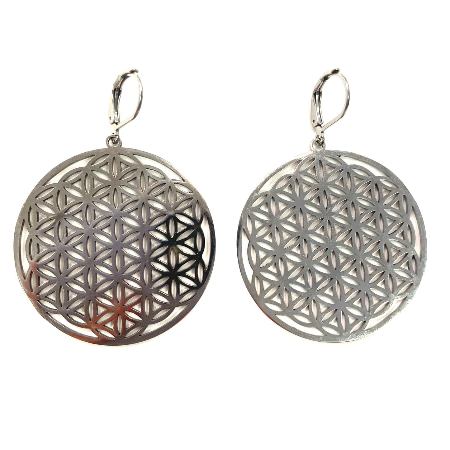 Boucles d'oreilles - Rond avec géométrie argent