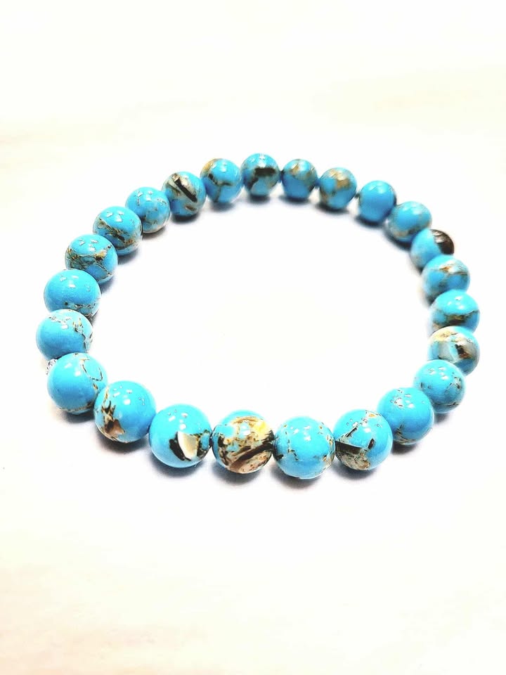 Bracelet -coquillage - conque - bleu avec ligne or - Rouge Bijoux