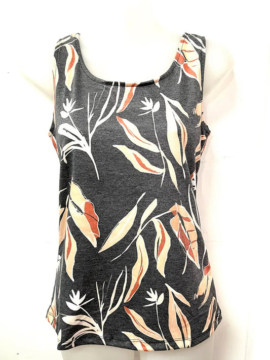 JS09 Boho Garden - Haut sans manches - Imprimé feuillu- Kozii