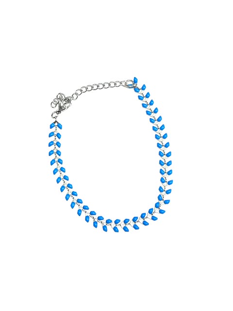 Bracelet feuille - Remplissage (3 variantes: marine, turquoise ou noir) - Rouge Inox