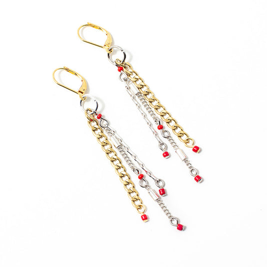 Boucles d'oreilles  - Deve - Rouge- Anne-Marie Chagnon