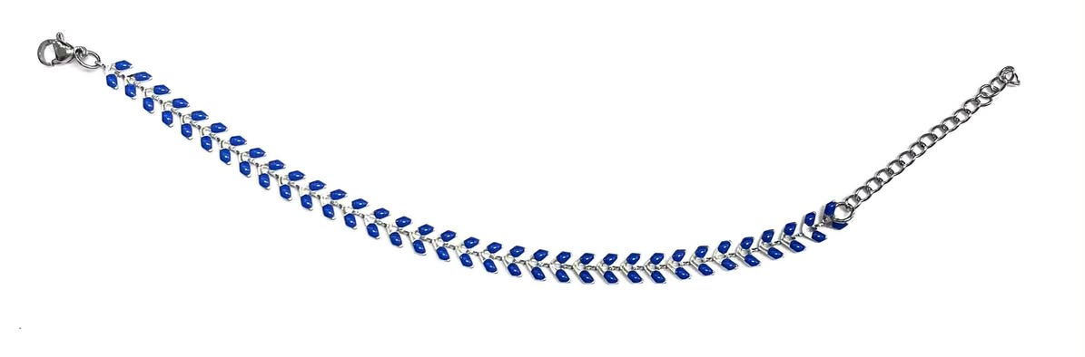 Bracelet feuille - Remplissage (3 variantes: marine, turquoise ou noir) - Rouge Inox