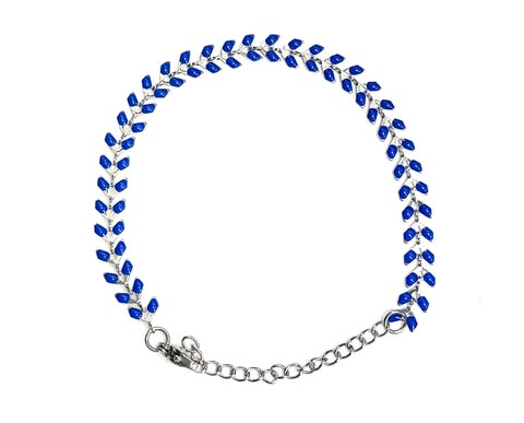 Bracelet feuille - Remplissage (3 variantes: marine, turquoise ou noir) - Rouge Inox