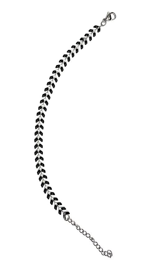 Bracelet feuille - Remplissage (3 variantes: marine, turquoise ou noir) - Rouge Inox