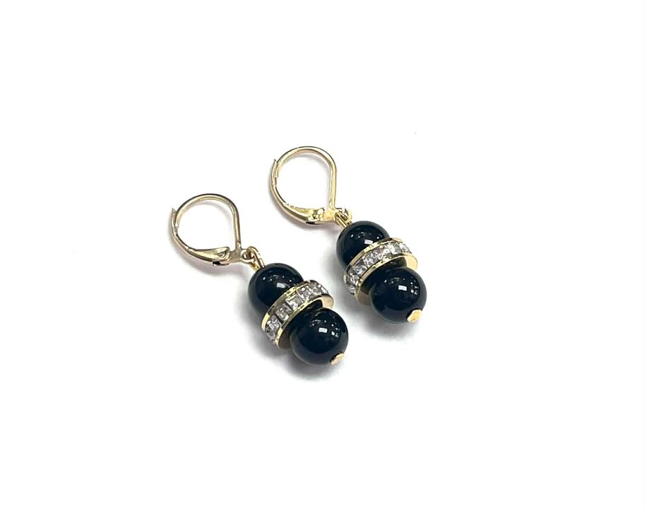 Black balls with ring - 2 variants - Red Stainless Steel