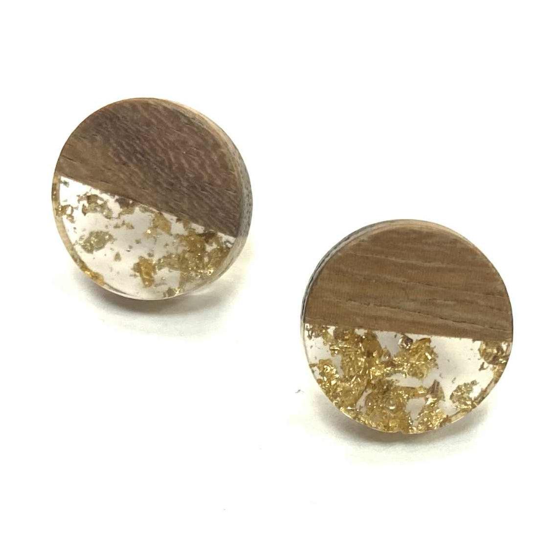 Boucles d'oreilles - Cercle de bois paillettes - Rouge Inox