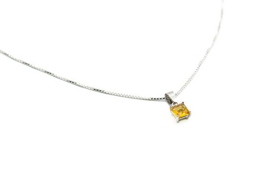 Collier - Carré 5mm - Novembre - (Topaze-jaune) - Rouge Argent 9.25