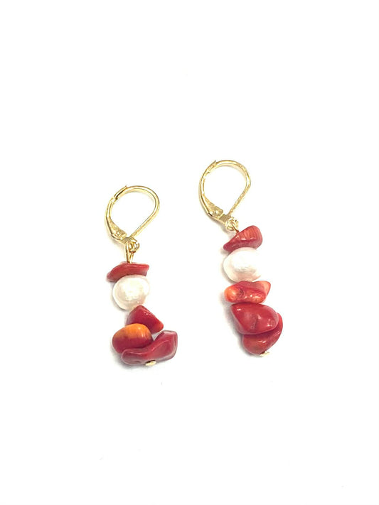 Boucles d'oreilles pierres - Corail - Rouge (2 Variantes) - Rouge Bijoux