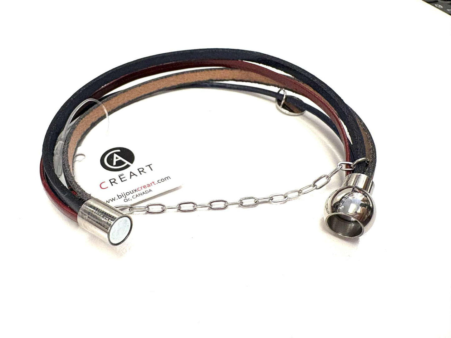 Bracelet zip bleu et rouge - Créart