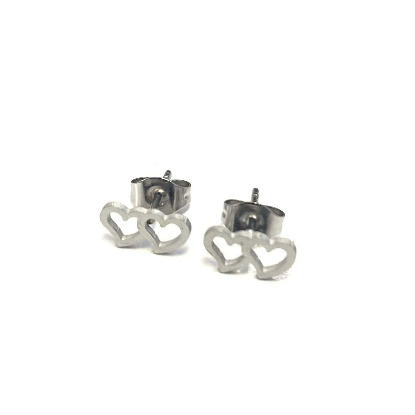 Boucles d'oreilles- Double coeurs - 2 variantes - Rouge Inox