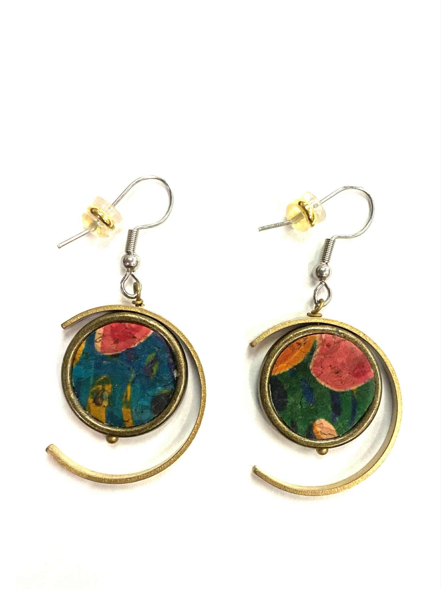 Earrings - Shell - Gold - Red Stainless Steel