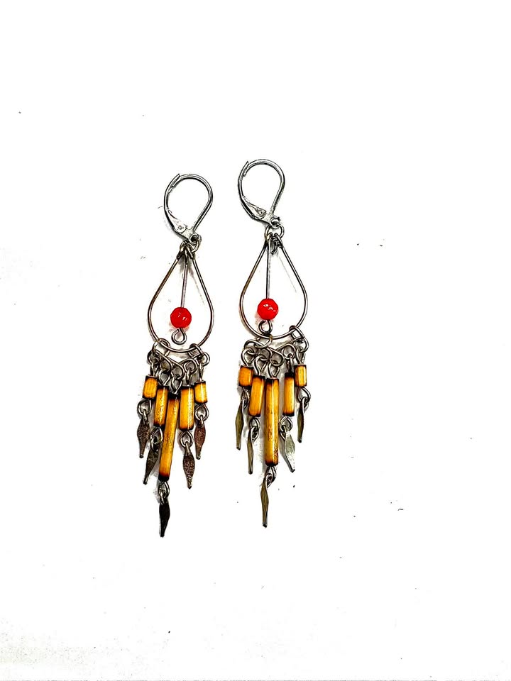 BO bambou pâle Petite - Perle colorée - 6 variantes- Rouge Aventure