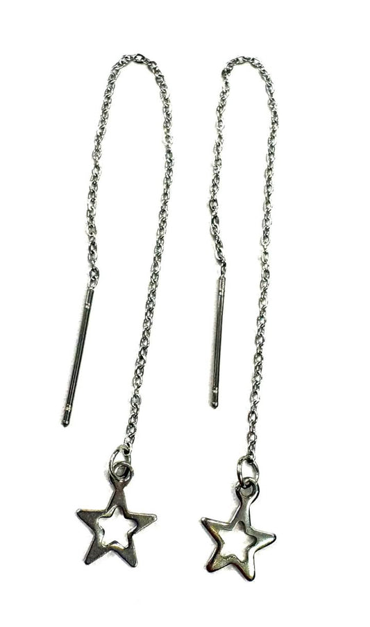 BO longue boucle d'oreille étoile - Rouge inox