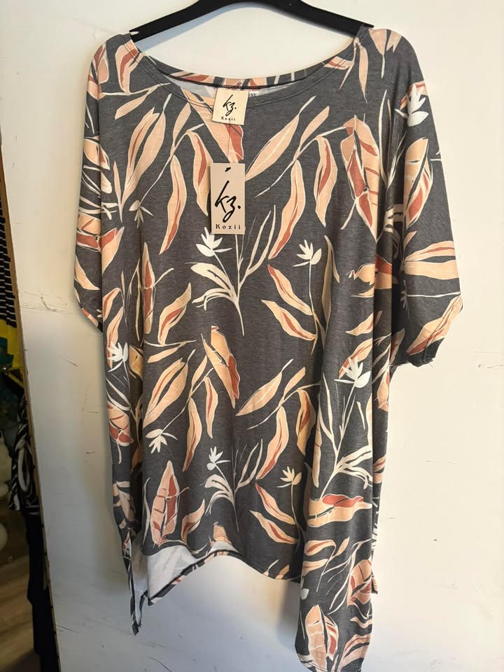 JS09 Boho Garden - Sleeveless Top - Leafy Print - Kozii