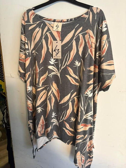 JS41 Boho Garden - Haut manche courte - Imprimé feuillu- Kozii