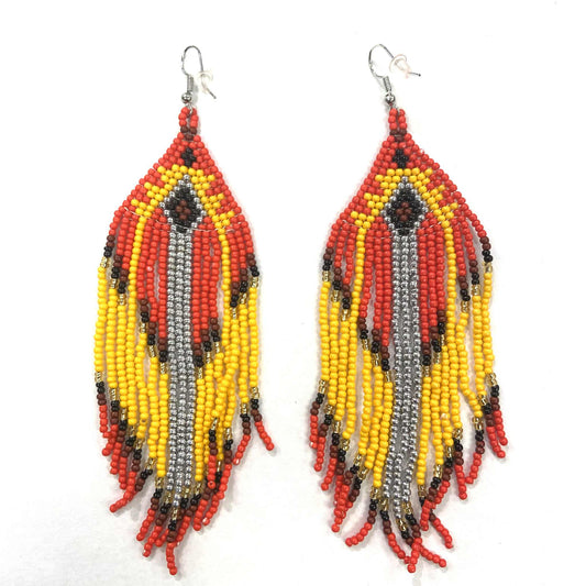 Boucles d'oreilles - Perlage - Feu ardent - Rouge Inox