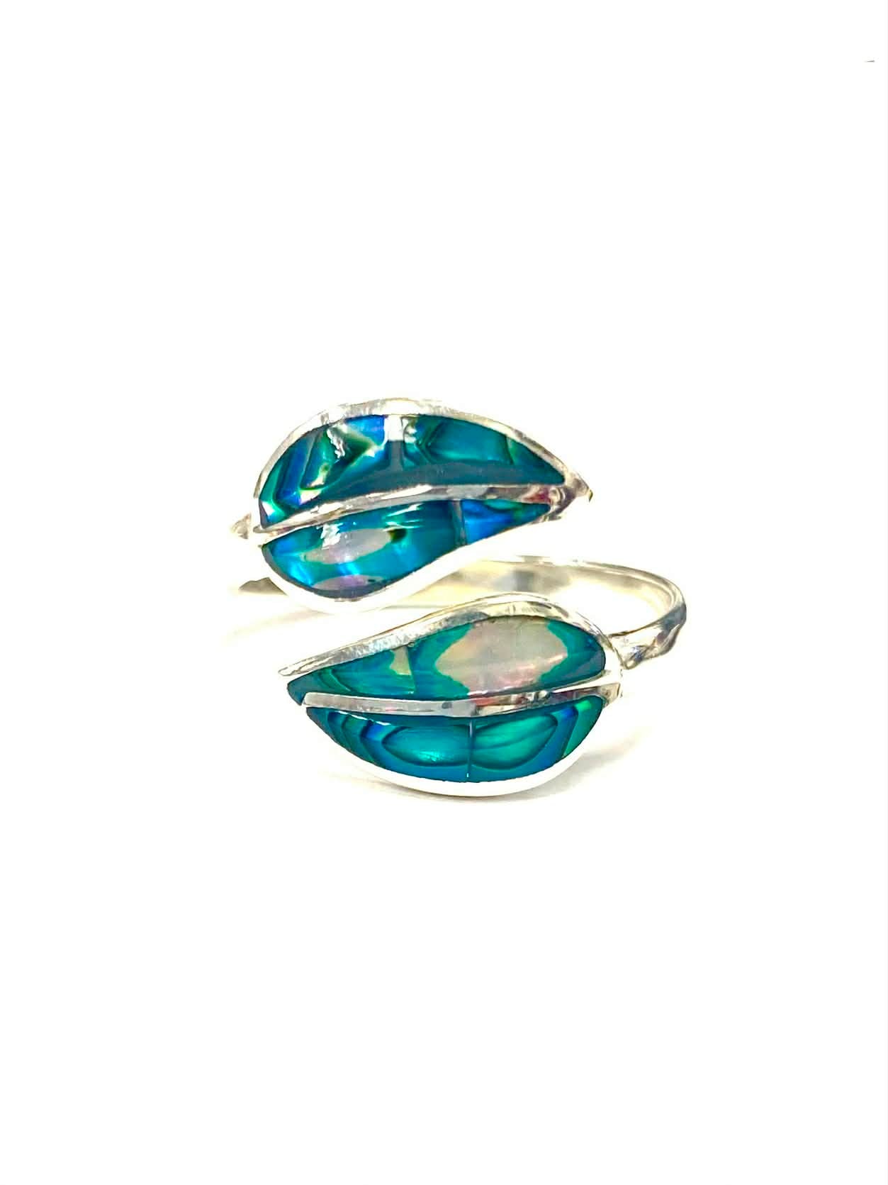 Adjustable mother-of-pearl ring - Leaves - (4 color variations) - Adventure Red