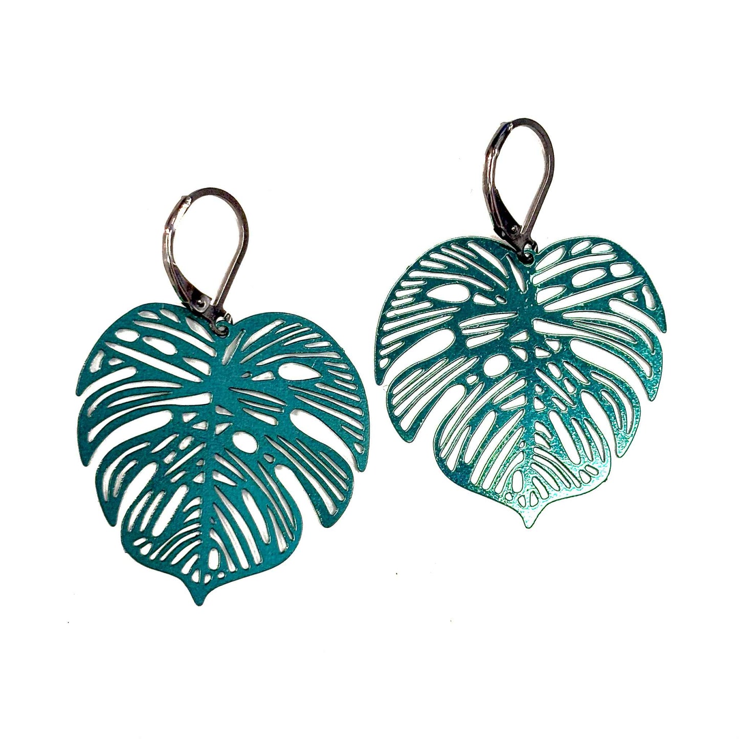 Boucles d'oreilles - Feuille Monstera - Rouge Inox (12 couleur différentes)
