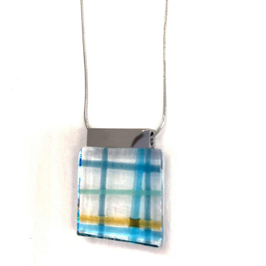 Collier pendentif Loza à carreaux - Créart
