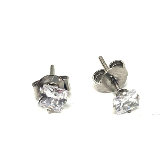 Boucles d'oreilles - Petit diamant - Rouge Inox
