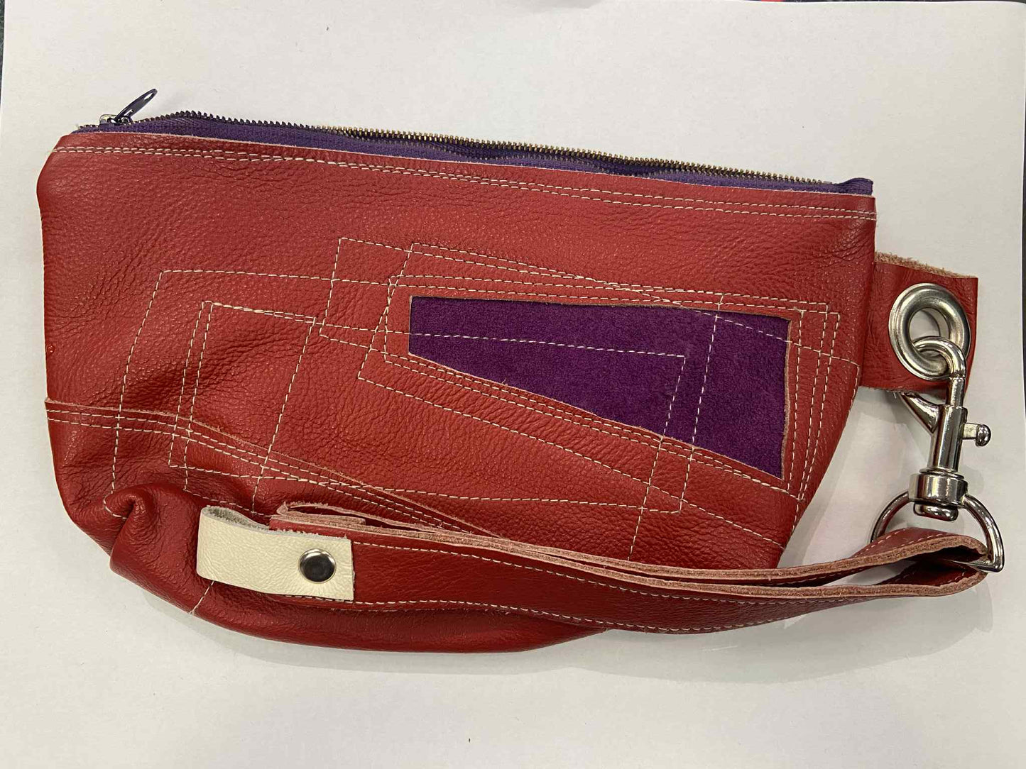 Red and mauve clutch - The Three Sisters