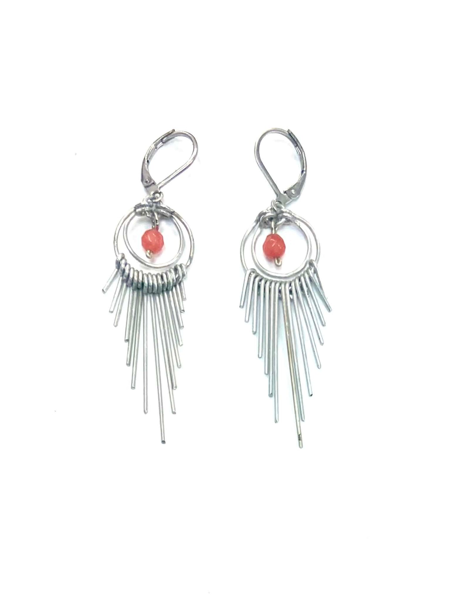 BO Éclats solaires - Argent - Perle orange - Rouge Aventure
