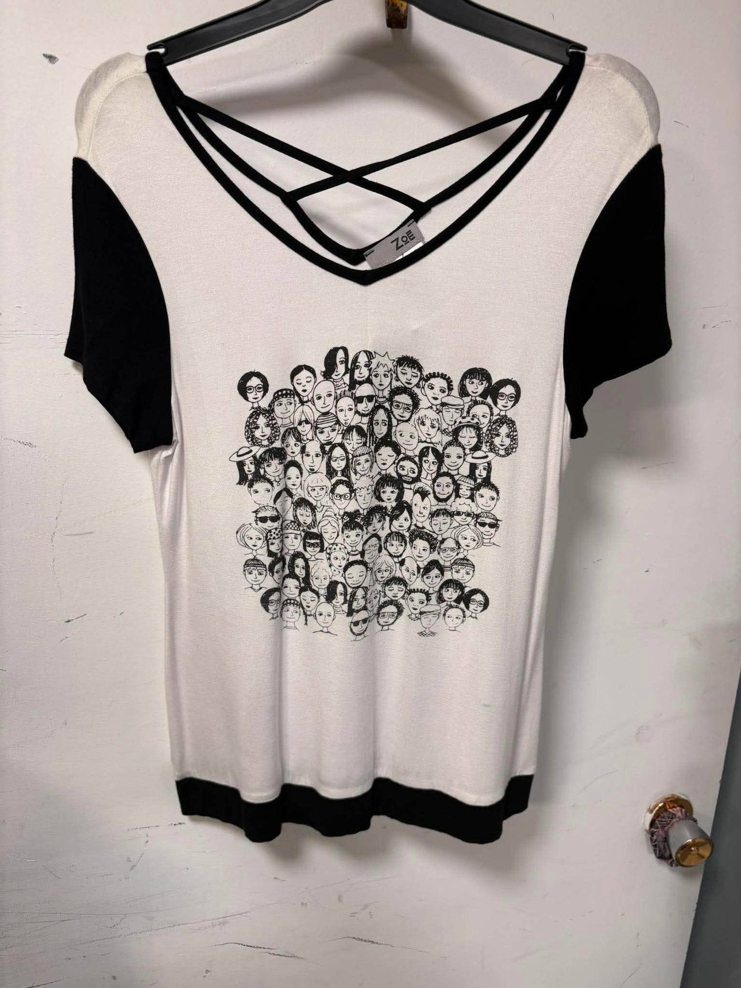 T-shirt visage blanc noir Zoé