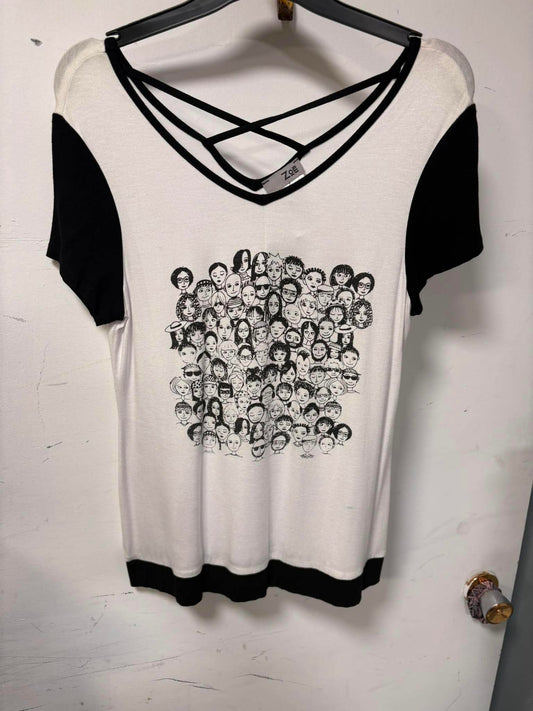 T-shirt visage blanc noir Zoé