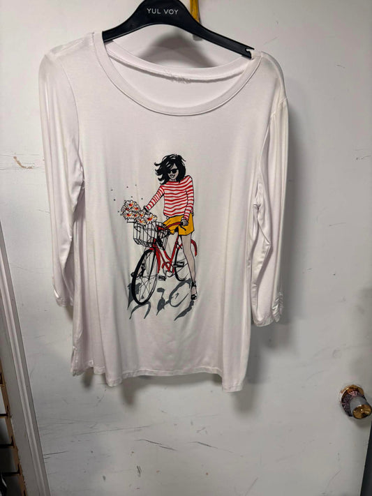 Chandail blanc vélo liquidation