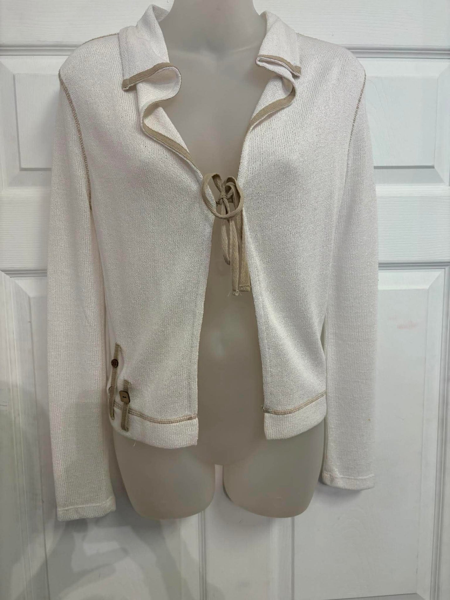 Veste tricot blanc et sable Dolcezza