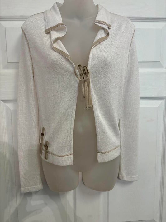 Veste tricot blanc et sable Dolcezza