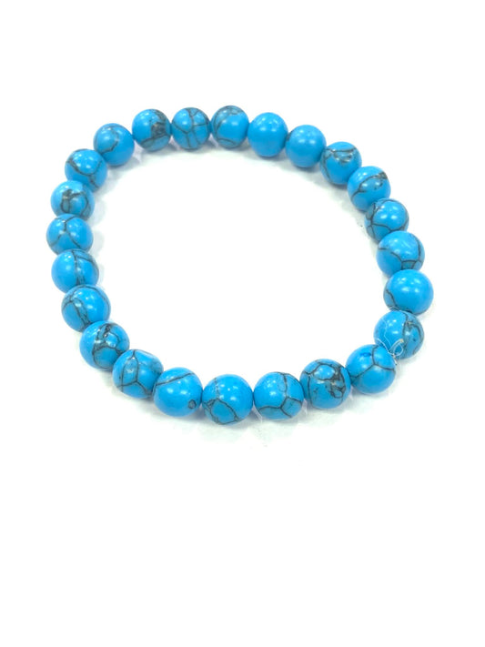 Bracelet - Bleu - fissures grises - Pierres - Rouge Bijoux
