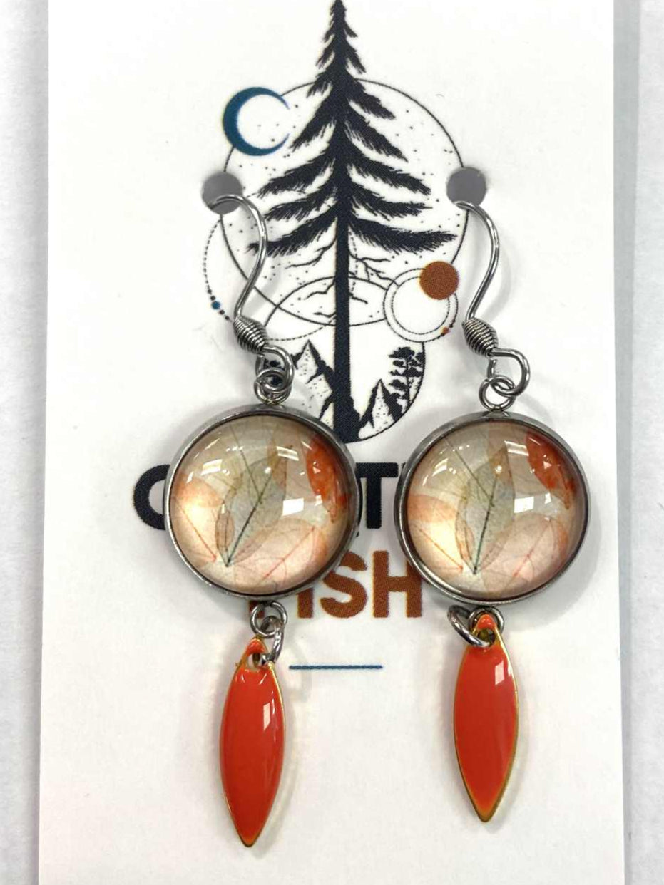 Boucles d'oreilles - Feuilles orangées - Création Fish