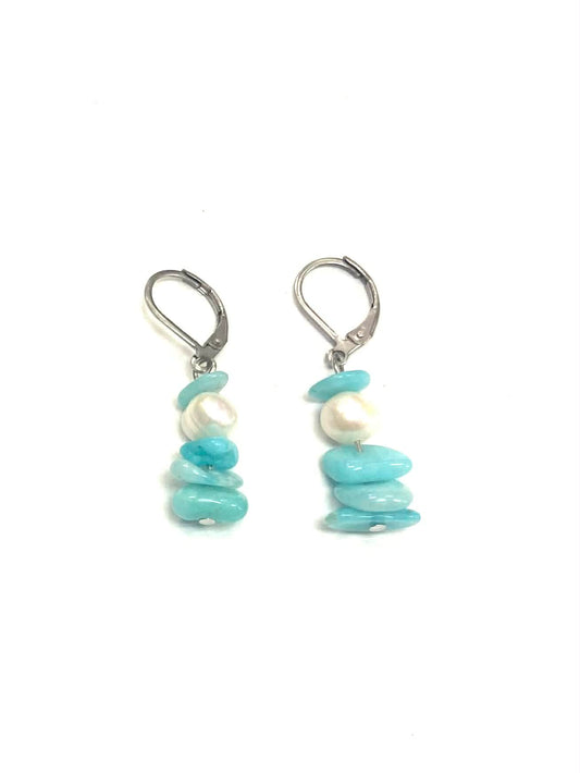 Boucles d'oreilles pierres - Turquoise - (2 Variantes) - Rouge Bijoux