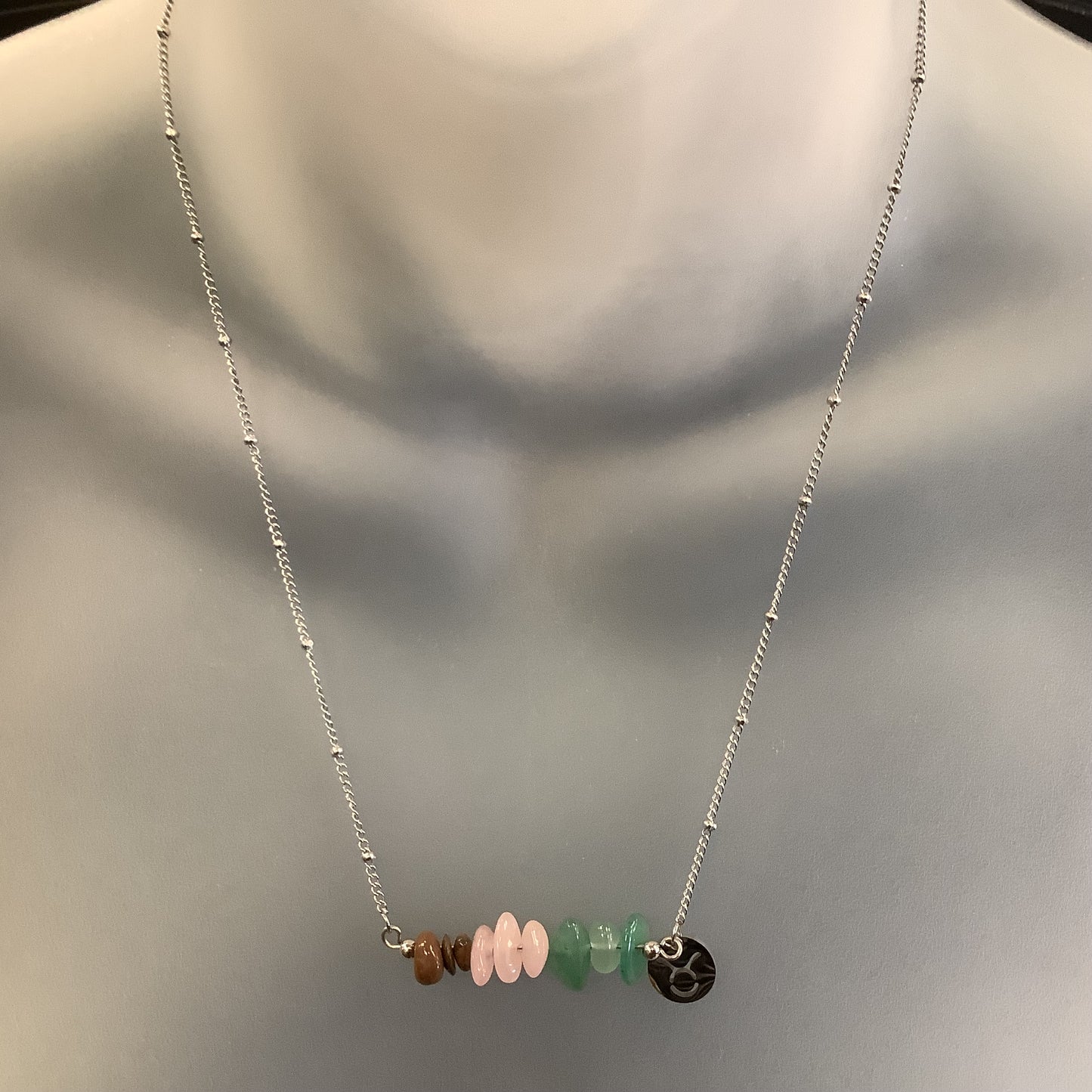 Zodiac Necklace with Taurus Stones - Red Stainless Steel